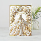 Invitation Quinceanera 15e fête d'anniversaire Gold White Gow (Debout devant)