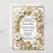 Invitation Quinceanera 15e fête d'anniversaire Gold White Gow (Dos)