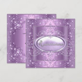 Invitation Quinceanera 15e fête d'anniversaire Lilac Pink Pea (Devant / Derrière)