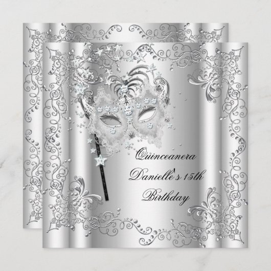 Invitation Quinceanera 15e fête d'anniversaire Masquerade d'a (Devant / Derrière)