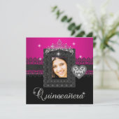 Invitation Quinceanera 15e fête d'anniversaire Rose Black Lac (Debout devant)