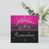 Invitation Quinceanera 15e fête d'anniversaire Rose Black Lac (Debout devant)