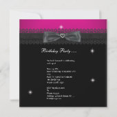 Invitation Quinceanera 15e fête d'anniversaire Rose Black Lac (Dos)