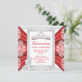 Invitation Quinceanera 15e fête d'anniversaire Rouge blanc (Debout devant)