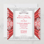 Invitation Quinceanera 15e fête d'anniversaire Rouge blanc (Dos)