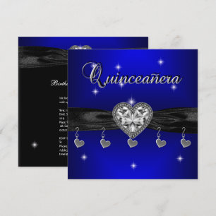Invitation Quinceanera 15e fête d'anniversaire Royal Blue Bla