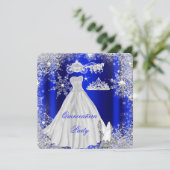 Invitation Quinceanera 15e fête d'anniversaire royale bleue (Debout devant)