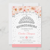 Invitation Quinceanera 15e fête d'anniversaire - Silver Pink (Devant)