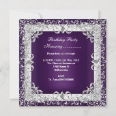 Invitation Quinceanera 15e fête d'anniversaire Silver Purple (Dos)