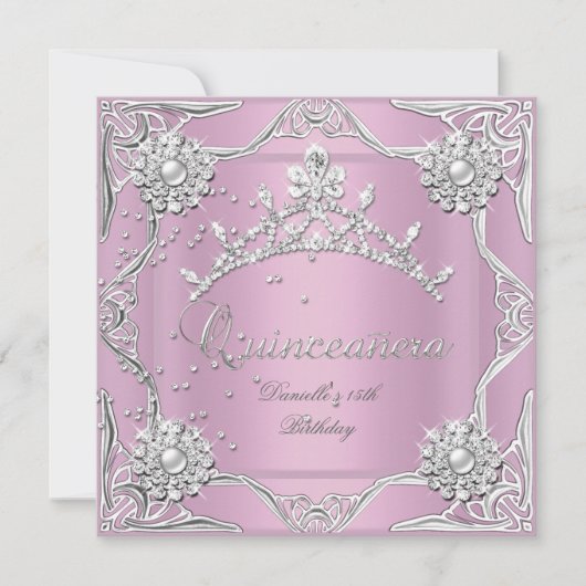 Invitation Quinceanera 15e fête d'anniversaire Soft rose (Devant)