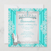 Invitation Quinceanera 15e fête d'anniversaire Turquoise bleu (Devant)