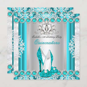Invitation Quinceanera 15e fête d'anniversaire Turquoise Blue