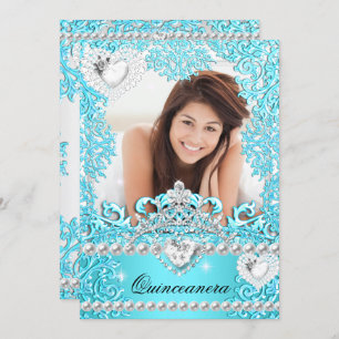 Invitation Quinceanera 15e fête d'anniversaire Turquoise Blue