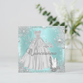 Invitation Quinceanera 15e fête d'anniversaire Turquoise d'ar (Debout devant)
