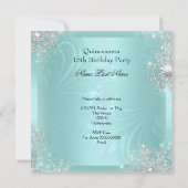 Invitation Quinceanera 15e fête d'anniversaire Turquoise d'ar (Dos)