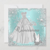 Invitation Quinceanera 15e fête d'anniversaire Turquoise d'ar (Devant)