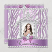 Invitation Quinceanera 15e fête d'anniversaire Zebra Lilac Pe (Devant / Derrière)
