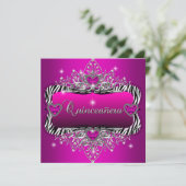 Invitation Quinceanera 15e fête d'anniversaire Zebra rose Noi (Debout devant)