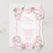 Invitation Quinceanera 15e fleurs de roses douces roses (Dos)