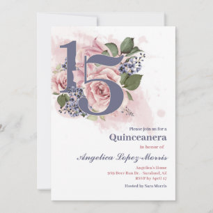 Invitation Quinceañera 15e florale chic