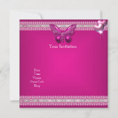 Invitation Quinceanera 15e Fushia Papillon Tiara rose (Dos)