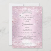 Invitation Quinceanera 15e hiver du flocon de neige rose (Devant)