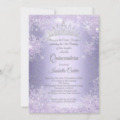 Invitation Quinceanera 15e hiver du flocon de neige violet Li (Devant)