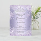 Invitation Quinceanera 15e hiver du flocon de neige violet Li (Debout devant)