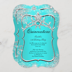Invitation Quinceanera 15e hiver Wonderland Aqua Pearl