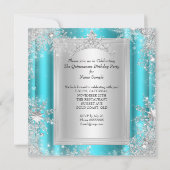 Invitation Quinceanera 15e hiver Wonderland Aqua Turquoise Aq (Dos)