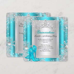 Invitation Quinceanera 15e hiver Wonderland Aqua Turquoise Aq