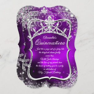Invitation Quinceanera 15e hiver Wonderland Argent violet