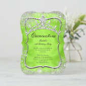 Invitation Quinceanera 15e hiver Wonderland Lime Green (Debout devant)