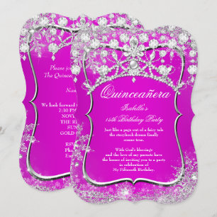 Invitation Quinceanera 15e hiver Wonderland Magenta Pink