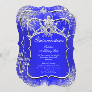 Invitation Quinceanera 15e hiver Wonderland Royal Blue