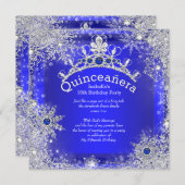 Invitation Quinceanera 15e hiver Wonderland Royal Blue (Devant / Derrière)