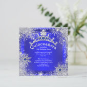 Invitation Quinceanera 15e hiver Wonderland Royal Blue (Debout devant)