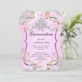 Invitation Quinceanera 15e hiver Wonderland Sweet Pink (Debout devant)
