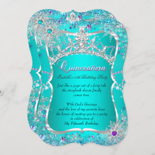 Invitation Quinceanera 15e hiver Wonderland Turquoise pourpre