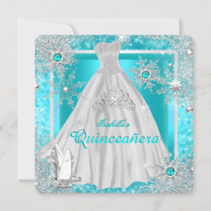 Invitation Quinceanera 15e Jeux d'hiver Turquoises Wonderland
