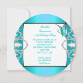 Invitation Quinceanera 15e Joli papillon bleu Turquoise Nouve (Dos)