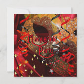 Invitation Quinceanera 15e Masquerade Party Rouge noir Masque (Devant)