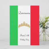 Invitation Quinceanera 15e Mexique Gold Tiara (Debout devant)