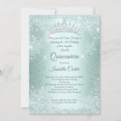 Invitation Quinceanera 15e Monnaie Turquoise Flocon de neige  (Devant)