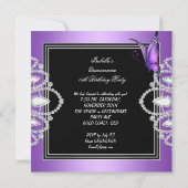 Invitation Quinceanera 15e papillon pourpre Tiara noire (Dos)