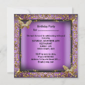 Invitation Quinceañera 15e papillon rose violet or (Dos)