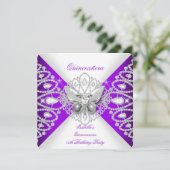 Invitation Quinceanera 15e Parti Tiara du papillon pourpre (Debout devant)