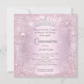 Invitation Quinceanera 15e partie Blush Pink Snowflake hiver (Devant)