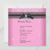 Invitation Quinceanera 15e Parties scintillant rose Tiara Bla (Dos)