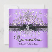 Invitation Quinceanera 15e Parties scintillant violette Tiara (Devant)